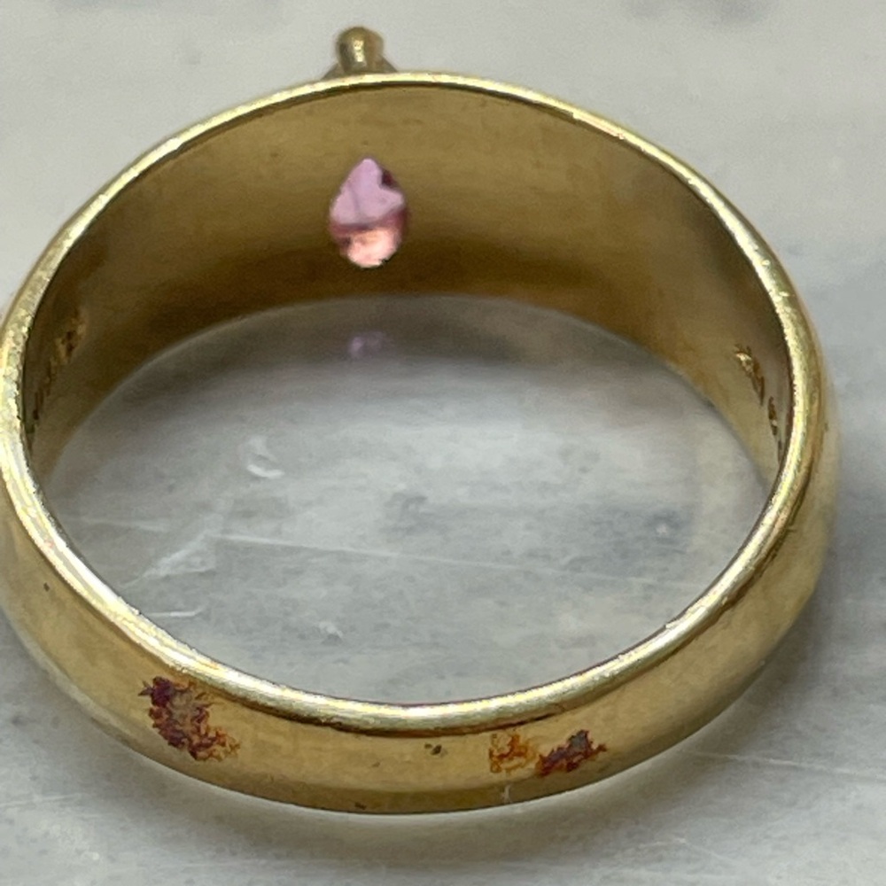 Vintage 1995 Class Ring Gold plated Pink Pear Stone CZ Accent Wildcats HS Size 6 - Picture 8 of 15